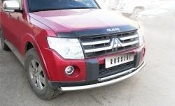 25 999 р. Защита переднего бампера (2 трубыØ76 и 42 мм, нержавейка) SLITKOFF  Mitsubishi Pajero ( 4 V90,  4 V80) (2006-2011) дорестайлинг, дорестайлинг  с доставкой в г. Омск. Увеличить фотографию 2