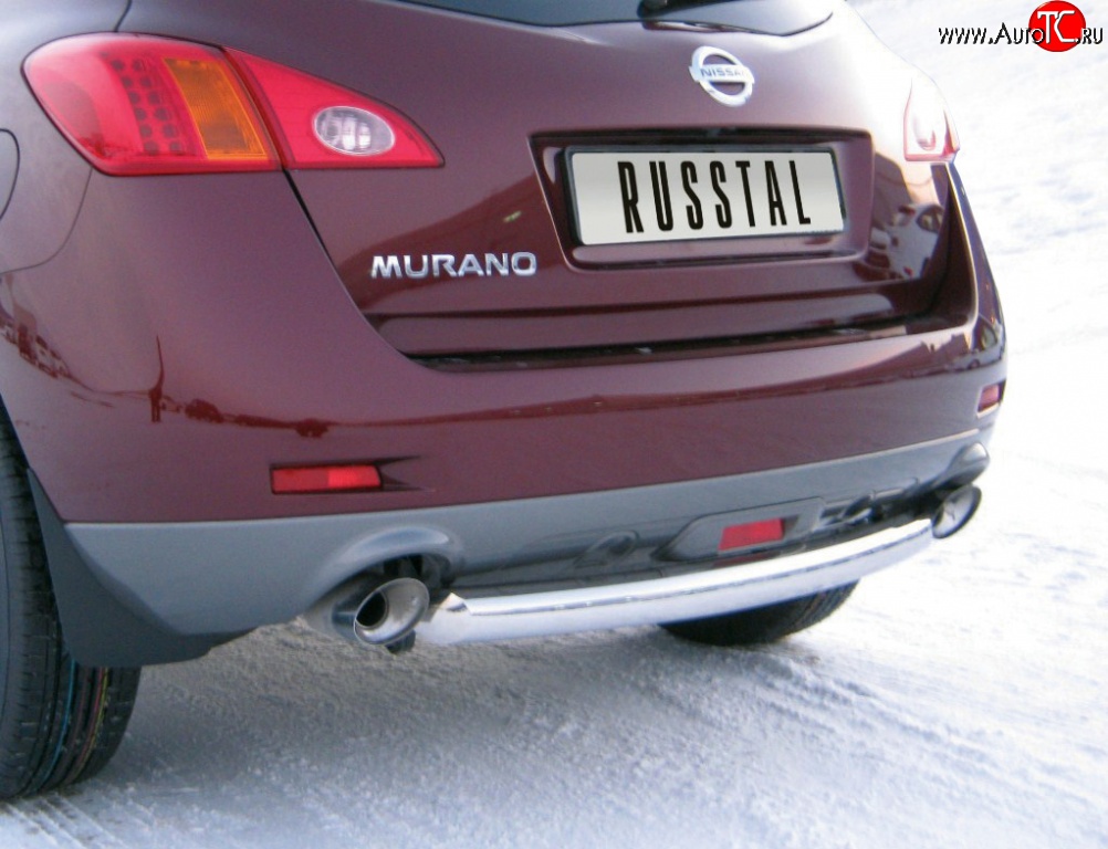 13 399 р. Защита заднего бампера (Ø63 мм, нержавейка) SLITKOFF  Nissan Murano  2 Z51 (2008-2011) дорестайлинг  с доставкой в г. Омск