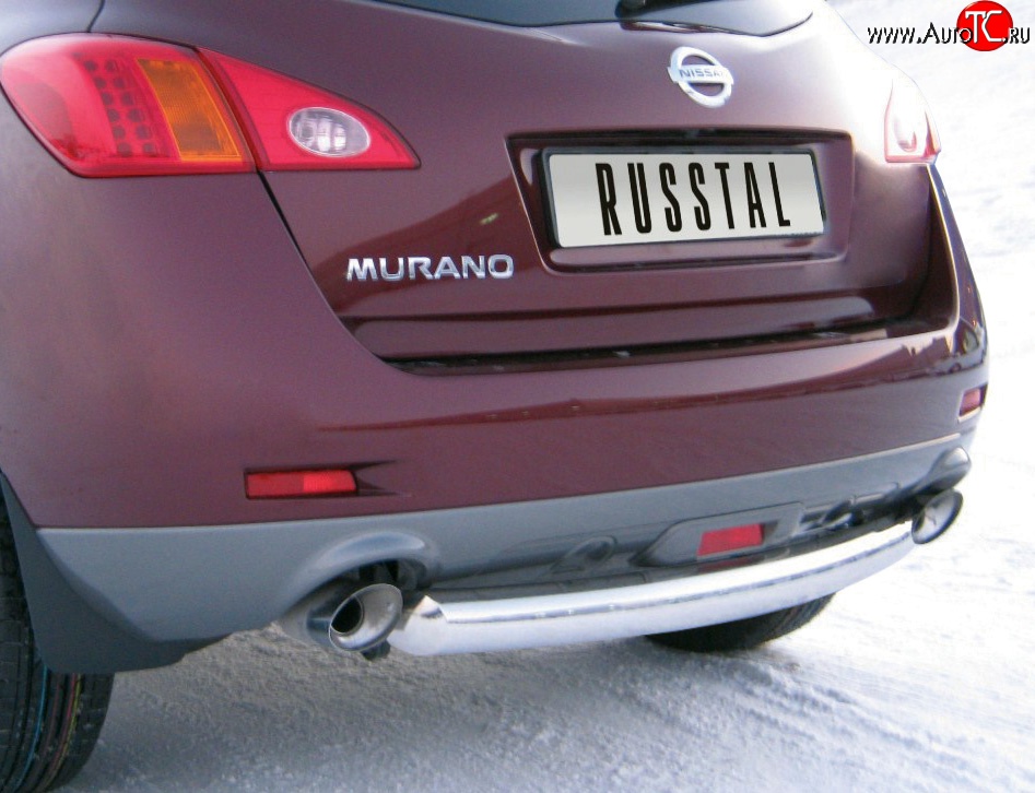 13 999 р. Защита заднего бампера (Ø76 мм, нержавейка) SLITKOFF  Nissan Murano  2 Z51 (2008-2011) дорестайлинг  с доставкой в г. Омск