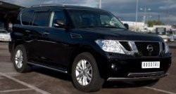 13 849 р. Защита порогов Russtal из круглой трубы диаметром 42 мм Nissan Patrol 6 Y62 дорестайлинг (2010-2014) (Защита порогов с со скосами на торцах (вариант 1))  с доставкой в г. Омск. Увеличить фотографию 5