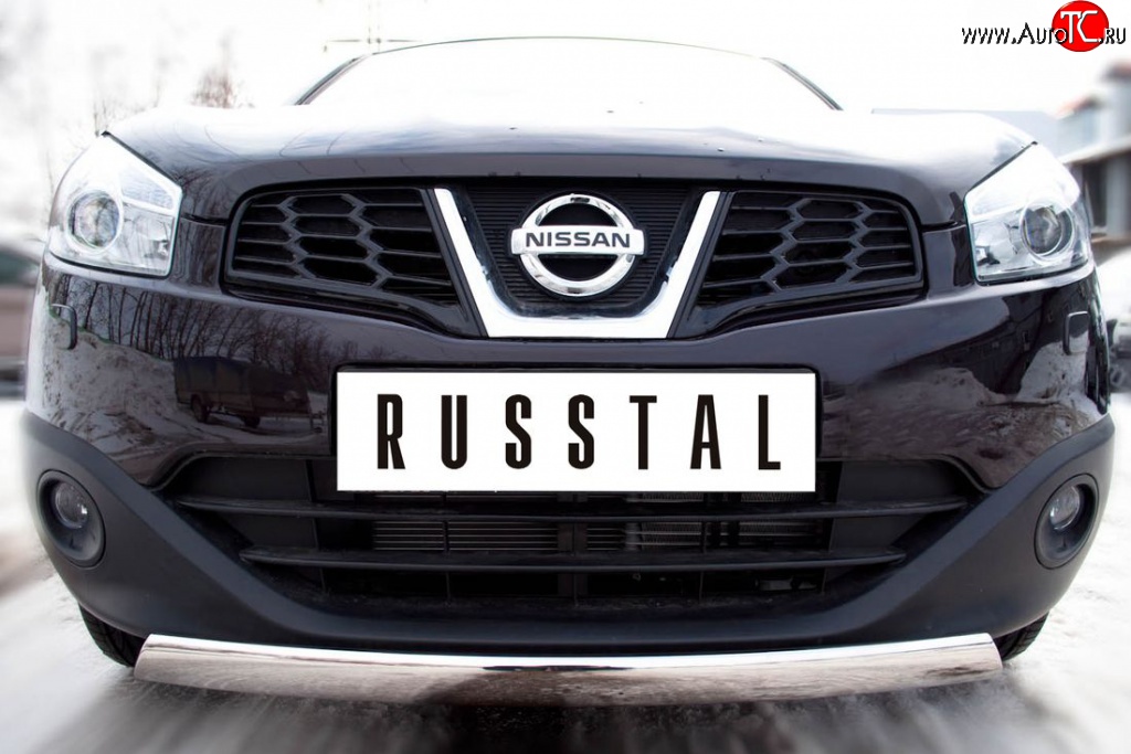 15 399 р. Защита переднего бампера (Ø75х42 мм, нержавейка) Russtal Nissan Qashqai 1 J10 рестайлинг (2010-2013)  с доставкой в г. Омск