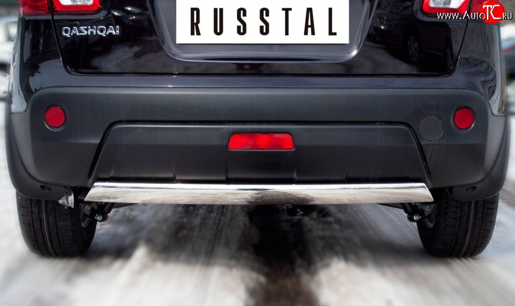 14 999 р. Защита заднего бампера (Ø75х42 мм, нержавейка) Russtal Nissan Qashqai 1 J10 рестайлинг (2010-2013)  с доставкой в г. Омск