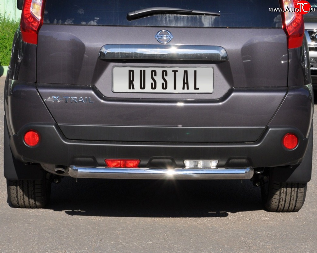 8 799 р. Защита заднего бампера (Ø76 мм, нержавейка) Russtal Nissan X-trail 2 T31 рестайлинг (2010-2015)  с доставкой в г. Омск