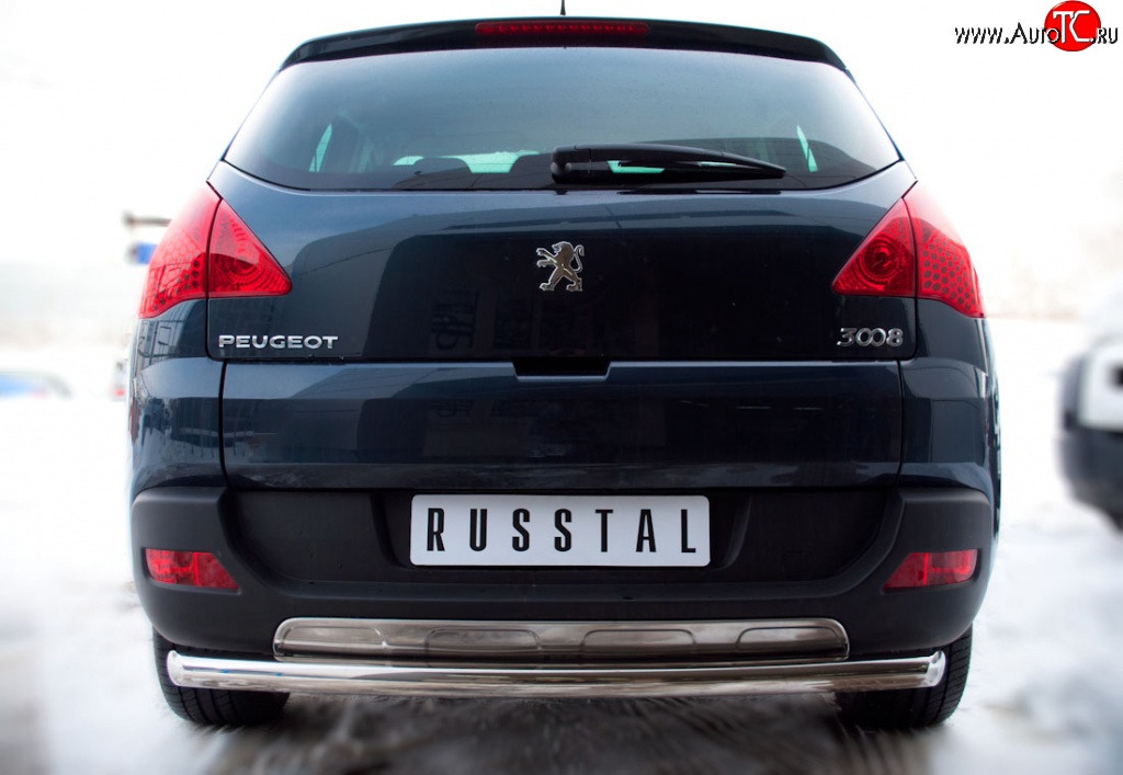 11 699 р. Защита заднего бампера (Ø63 мм, нержавейка) SLITKOFF  Peugeot 3008 (2009-2013) дорестайлинг  с доставкой в г. Омск