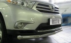 16 899 р. Одинарная защита переднего бампера SLITKOFF 76 мм  Toyota Highlander  XU40 (2010-2013) рестайлинг  с доставкой в г. Омск. Увеличить фотографию 2