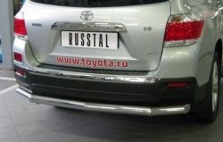 Защита заднего бампера (Ø76 мм, нержавейка) SLITKOFF Toyota (Тойота) Highlander (Хайлэндер)  XU40 (2010-2013) XU40 рестайлинг