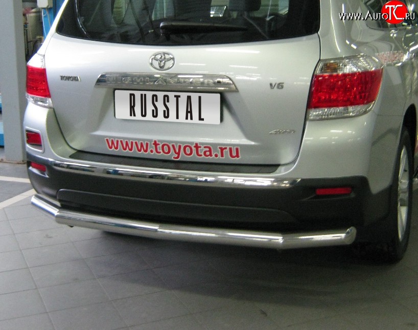 15 699 р. Защита заднего бампера (Ø76 мм, нержавейка) SLITKOFF  Toyota Highlander  XU40 (2010-2013) рестайлинг  с доставкой в г. Омск