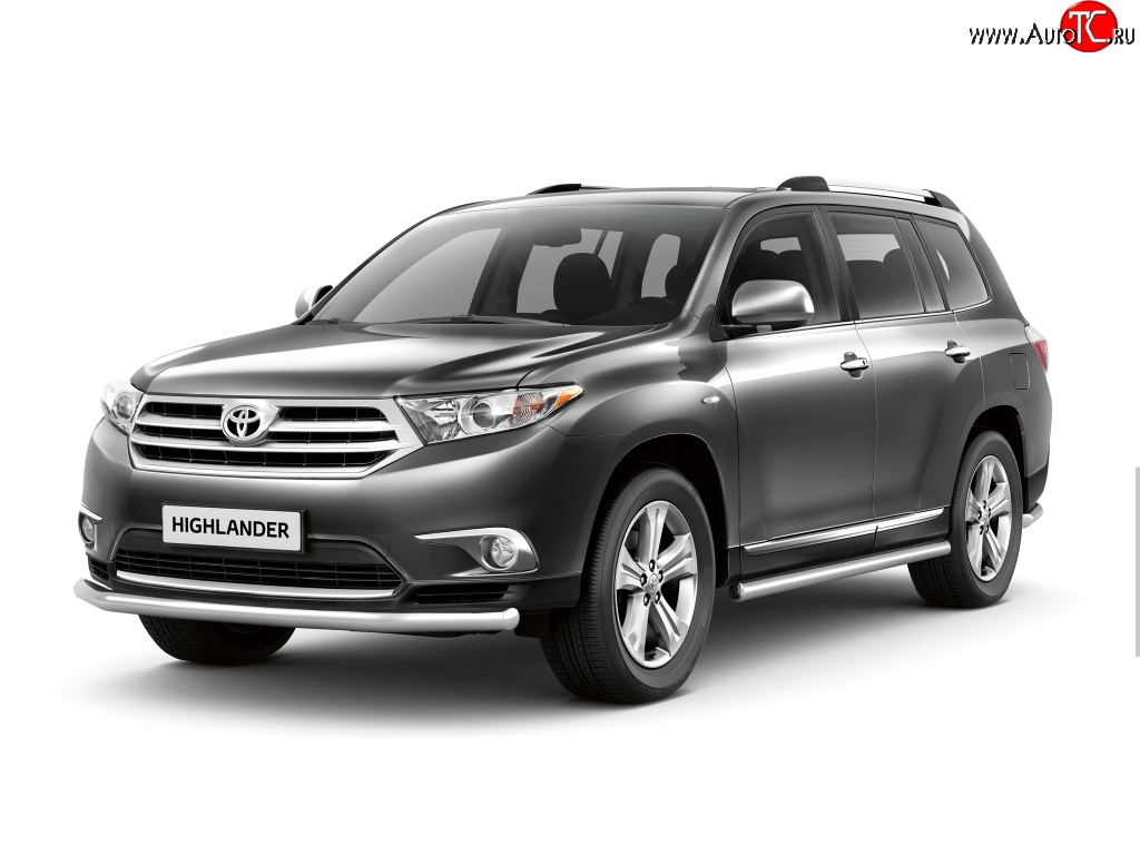 4 899 р. Одинарная защита переднего бампера Petroil Tuning диаметром 63 мм  Toyota Highlander  XU40 (2010-2013) рестайлинг  с доставкой в г. Омск