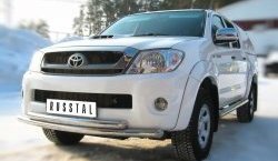 Защита переднего бампера (2 трубыØ63 мм, нержавейка) SLITKOFF Toyota (Тойота) Hilux (Хайлюкс)  AN10,AN20 (2008-2011) AN10,AN20 1-ый рестайлинг