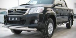 25 749 р. Защита переднего бампера (2 трубыØ76 и 42 мм, нержавейка) SLITKOFF  Toyota Hilux  AN20,AN30 (2011-2016)  2-ой рестайлинг  с доставкой в г. Омск. Увеличить фотографию 2