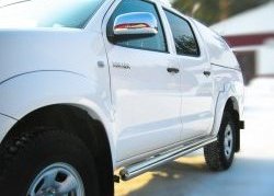 11 399 р. Защита порогов Russtal из круглой трубы диаметром 76 мм  Toyota Hilux ( AN10,AN20,  AN20,AN30) (2008-2016) 1-ый рестайлинг,  2-ой рестайлинг (Защита порогов с со скосами на торцах (вариант 1))  с доставкой в г. Омск. Увеличить фотографию 3