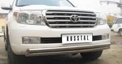 Защита переднего бампера (2 трубыØ63 мм, нержавейка) SLITKOFF Toyota (Тойота) Land Cruiser (Лэнд)  200 (2007-2012) 200 дорестайлинг