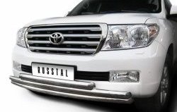 31 649 р. Тройная защита переднего бампера SLITKOFF из труб диаметром по 63 мм  Toyota Land Cruiser  200 (2007-2012) дорестайлинг  с доставкой в г. Омск. Увеличить фотографию 2