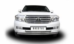 31 649 р. Тройная защита переднего бампера SLITKOFF из труб диаметром по 63 мм  Toyota Land Cruiser  200 (2007-2012) дорестайлинг  с доставкой в г. Омск. Увеличить фотографию 3