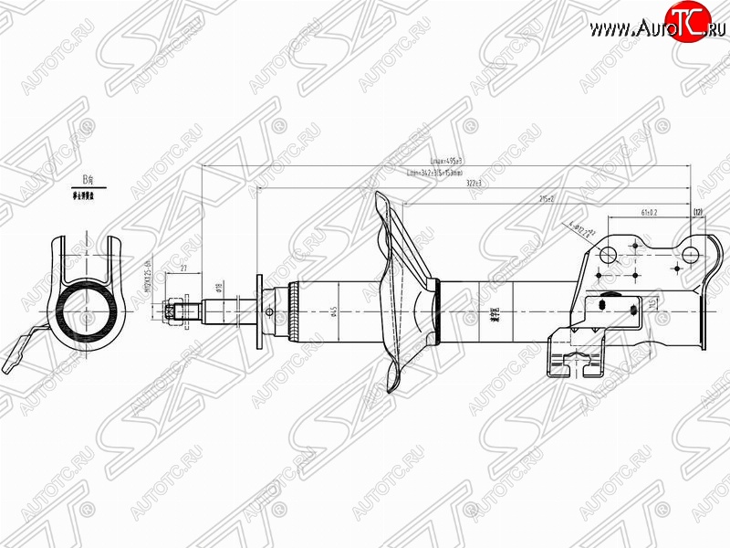 3 699 р. Правый амортизатор передний SAT Nissan 100NX (1990-1996)  с доставкой в г. Омск