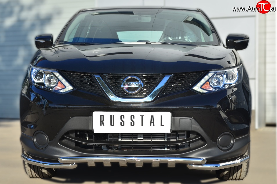 27 949 р. Защита переднего бампера (Ø42 мм с зубами, нержавейка) SLITKOFF Nissan Qashqai 2 J11 дорестайлинг (2013-2019)  с доставкой в г. Омск