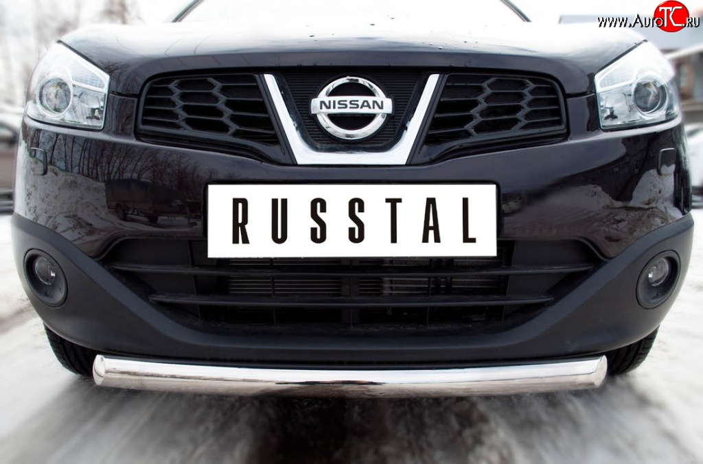 14 449 р. Одинарная защита переднего бампера диаметром 63 мм Russtal Nissan Qashqai +2 1 J10 рестайлинг (2010-2014)  с доставкой в г. Омск