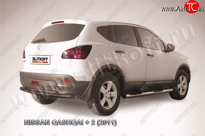 7 749 р. Защита задняя Slitkoff  Nissan Qashqai +2  1 (2010-2014) J10 рестайлинг (Цвет: серебристый)  с доставкой в г. Омск