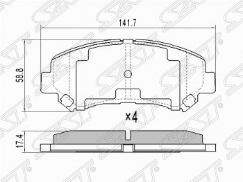 1 299 р. Комплект тормозных колодок SAT  Nissan Qashqai  1 (2007-2010), Nissan Qashqai +2  1 (2008-2014), Nissan X-trail  2 T31 (2007-2015), Renault Koleos ( 1) (2007-2016)  с доставкой в г. Омск. Увеличить фотографию 1