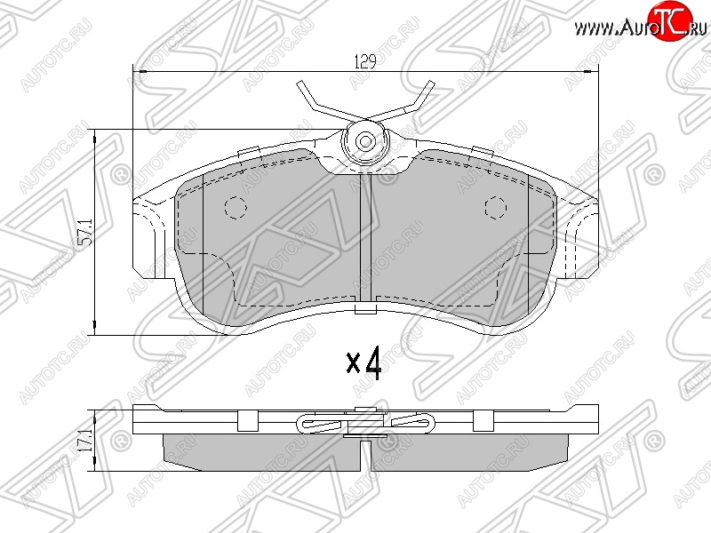 1 169 р. Колодки тормозные SAT (передние) Nissan Bluebird Sylphy седан G10 дорестайлинг (2000-2003)  с доставкой в г. Омск