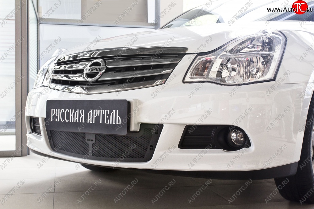 1 799 р. Защитная сетка решетки переднего бампера РА Nissan Almera G15 седан (2012-2019)  с доставкой в г. Омск