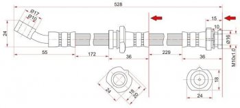 Тормозной шланг SAT (передний, левый)  Almera  N15, Sunny  N14