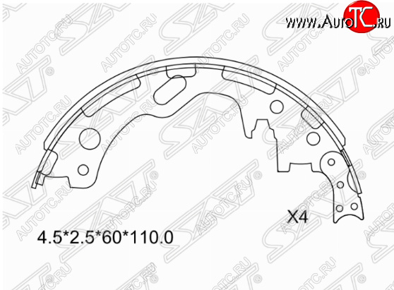 3 199 р. Комплект задних тормозных колодок SAT  Nissan Atlas  F23 (1992-2007) правый руль рестайлинг  с доставкой в г. Омск