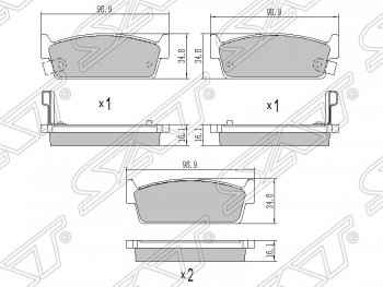 749 р. Колодки тормозные SAT (задние)  Nissan Cedric - Skyline ( R32,  R33)  с доставкой в г. Омск. Увеличить фотографию 1