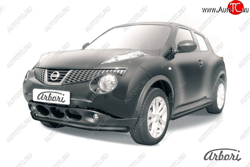 5 939 р. Защита переднего бампера 2WD Arbori (черная, 1 труба d57 mm). Nissan Juke 1 YF15 дорестайлинг (2010-2014)  с доставкой в г. Омск