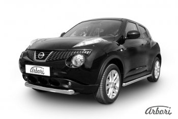 Защита переднего бампера 4WD Arbori (короткая, нержавейка, 1 труба d76 mm). Nissan Juke 1 YF15 рестайлинг (2014-2020)