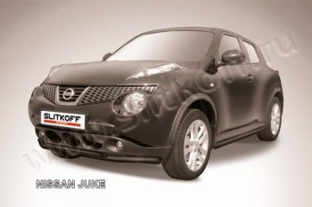 Защита переднего бампера из труб d57 и d42 Slitkoff Nissan Juke 1 YF15 рестайлинг (2014-2020)