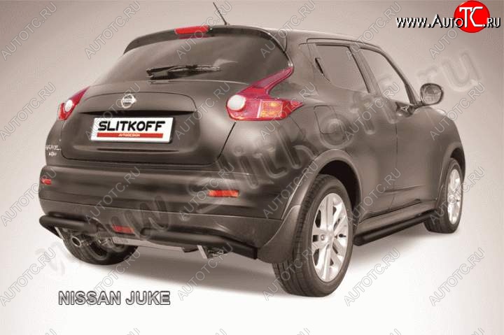 6 499 р. Защита заднего бампера Slitkoff (d57, 4WD)  Nissan Juke  1 YF15 (2010-2020) дорестайлинг, рестайлинг (Цвет: серебристый)  с доставкой в г. Омск