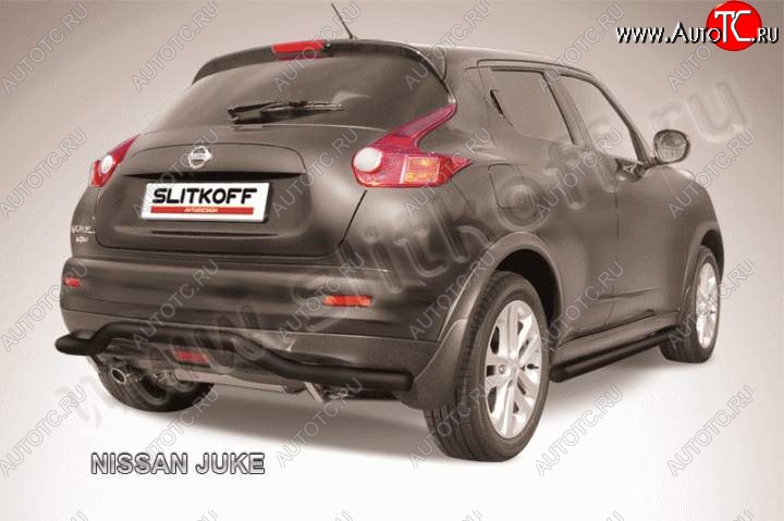 10 299 р. Защита заднего бампера из трубы d57 Slitkoff (волна)  Nissan Juke  1 YF15 (2010-2014) дорестайлинг (Цвет: серебристый)  с доставкой в г. Омск