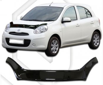 Дефлектор капота CA-Plastiс exclusive Nissan Micra K13 5 дв. дорестайлинг (2010-2013)