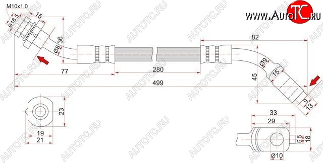 979 р. Тормозной шланг SAT (передний, левый)  Nissan Mistral - Terrano2  R20  с доставкой в г. Омск