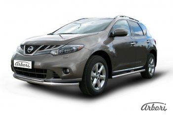 13 499 р. Защита штатных порогов Arbori (нержавейка, d57 mm). Nissan Murano 2 Z51 рестайлинг (2010-2016)  с доставкой в г. Омск. Увеличить фотографию 2