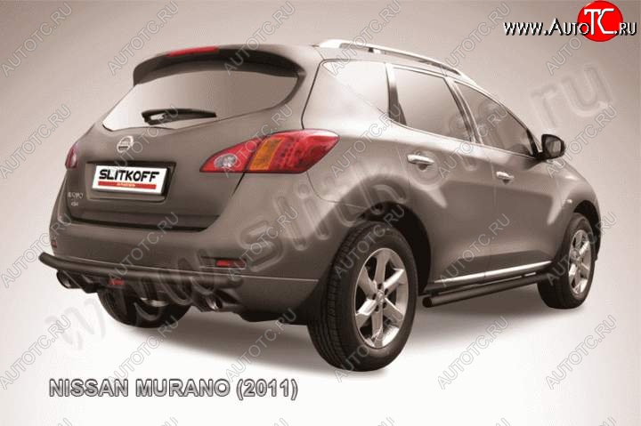 10 999 р. Защита задняя Slitkoff  Nissan Murano  2 Z51 (2010-2016) рестайлинг (Цвет: серебристый)  с доставкой в г. Омск