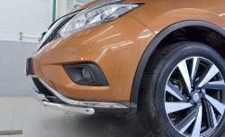 14 999 р. Защита переднего бампера (2 трубыØ42 мм, нержавейка) Russtal Nissan Murano 3 Z52 дорестайлинг (2015-2022)  с доставкой в г. Омск. Увеличить фотографию 3