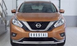 14 999 р. Защита переднего бампера (2 трубыØ42 мм, нержавейка) Russtal  Nissan Murano  3 Z52 (2015-2022) дорестайлинг  с доставкой в г. Омск. Увеличить фотографию 1