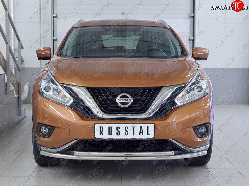 14 999 р. Защита переднего бампера (2 трубыØ42 мм, нержавейка) Russtal  Nissan Murano  3 Z52 (2015-2022) дорестайлинг  с доставкой в г. Омск