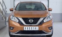 Защита переднего бампера (Ø42 мм, нержавейка) Russtal Nissan Murano 3 Z52 дорестайлинг (2015-2022)