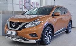 17 299 р. Защита переднего бампера (2 трубыØ63 и 42 мм, нержавейка) Russtal Nissan Murano 3 Z52 дорестайлинг (2015-2022)  с доставкой в г. Омск. Увеличить фотографию 2