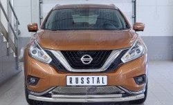 17 299 р. Защита переднего бампера (2 трубыØ63 и 42 мм, нержавейка) Russtal Nissan Murano 3 Z52 дорестайлинг (2015-2022)  с доставкой в г. Омск. Увеличить фотографию 1