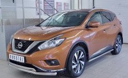 21 899 р. Защита переднего бампера (2 трубыØ63 и 75х42 мм, нержавейка) Russtal Nissan Murano 3 Z52 дорестайлинг (2015-2022)  с доставкой в г. Омск. Увеличить фотографию 2