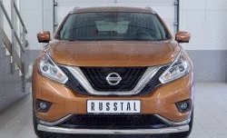 14 599 р. Защита переднего бампера (Ø63 мм, нержавейка) Russtal Nissan Murano 3 Z52 дорестайлинг (2015-2022)  с доставкой в г. Омск. Увеличить фотографию 1