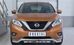 Защита переднего бампера (Ø63 мм волна с недписью, нержавейка) SLITKOFF Nissan (Нисан) Murano (Мурано)  3 Z52 (2015-2022) 3 Z52 дорестайлинг