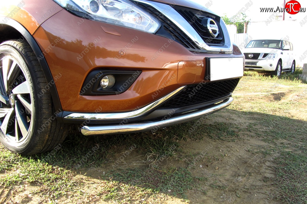 12 299 р. Одинарная защита переднего бампера диаметром 57 мм Slitkoff  Nissan Murano  3 Z52 (2015-2022) дорестайлинг (Нержавейка, Полированная)  с доставкой в г. Омск