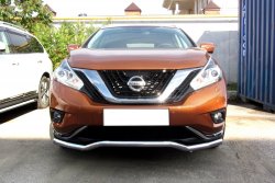 15 949 р. Защита переднего бампера из изогнутой трубы диаметром 57 мм Slitkoff  Nissan Murano  3 Z52 (2015-2022) дорестайлинг (Нержавейка, Полированная)  с доставкой в г. Омск. Увеличить фотографию 1