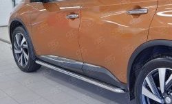 21 699 р. Порожки для ног (Ø42) SLITKOFF  Nissan Murano  3 Z52 (2015-2024) дорестайлинг, рестайлинг (лист - алюминий, профиль - нержавейка)  с доставкой в г. Омск. Увеличить фотографию 4