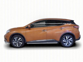 20 499 р. Широкая защита порогов с трубой диаметром 42 мм SLITKOFF v2 Nissan Murano 3 Z52 дорестайлинг (2015-2022)  с доставкой в г. Омск. Увеличить фотографию 2